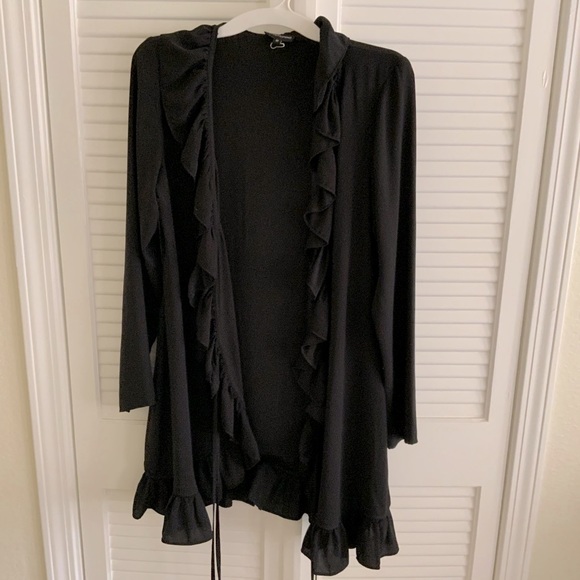 PrettyLittleThing UK 12 Ruffle Black Wrap Dress - Picture 4 of 9